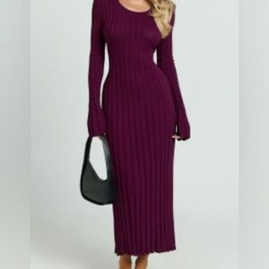Showpo Deep Purple (maroon-like) Long Sleeve Dress